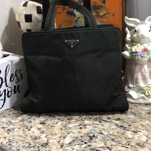 Prada Green Nylon Tote Handbag Bag - Picture 2 of 10